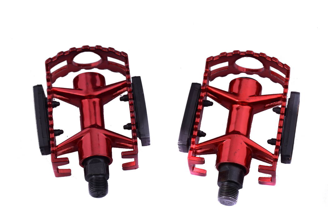 Anodised Red Alloy 9-16" MTB Pedals One Piece Lightweight Boron Axle 50% OFF RRP