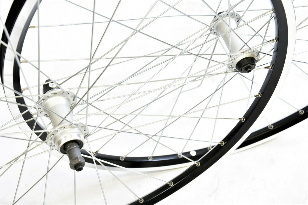 Pair 700c 622 - 19 Black Rim 6,7, 8 Speed Wheels Dual Wall 100-135mm Q-R Hubs
