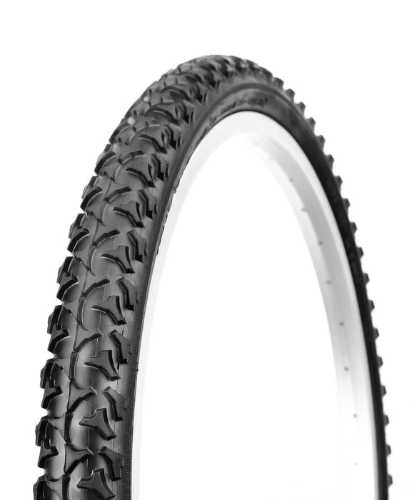 26" x 1.75" MTB Mountain Bike Tyre Knobbly Tractor Tread With Folding Bead All Black