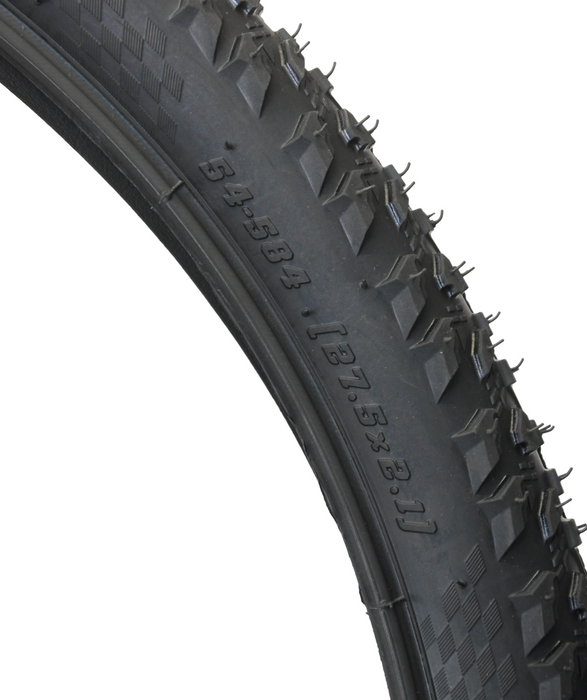 Pair (2) 27.5" x 2.10" Mountain Bike Tyres MTB Knobbly Off Road Type Tread Black