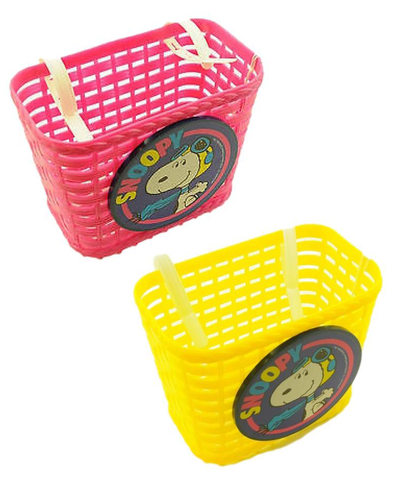 FUN KIDS SNOOPY CHILDS BIKE ACCESSORY HANDLEBAR BASKET YELLOW OR PINK IDEAL GIFT
