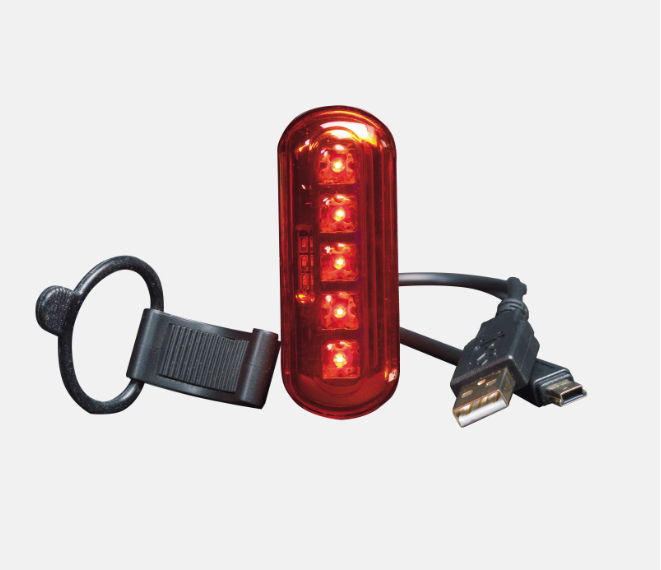 Top Class Wowow Bicycle Rear Light WO254 5 LED USB Charge Easy Clip On-Off