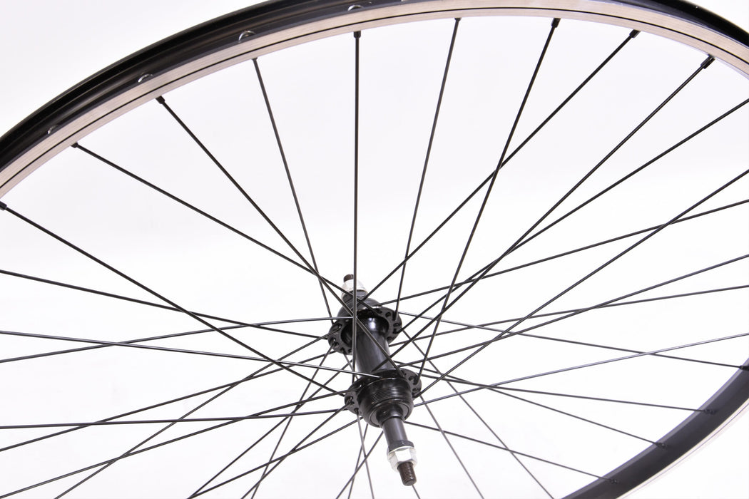 Rear Hybrid Trekking Bike Wheel 700c (622 X 19c) 5 6 Or 7 Speed Black Double Wall Rim