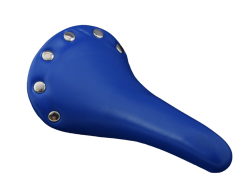 BIKE SEAT CLASSIC STYLE BLUE LEATHER LOOK RIVETED TOP TRADITIONAL BICYCLE SADDLE