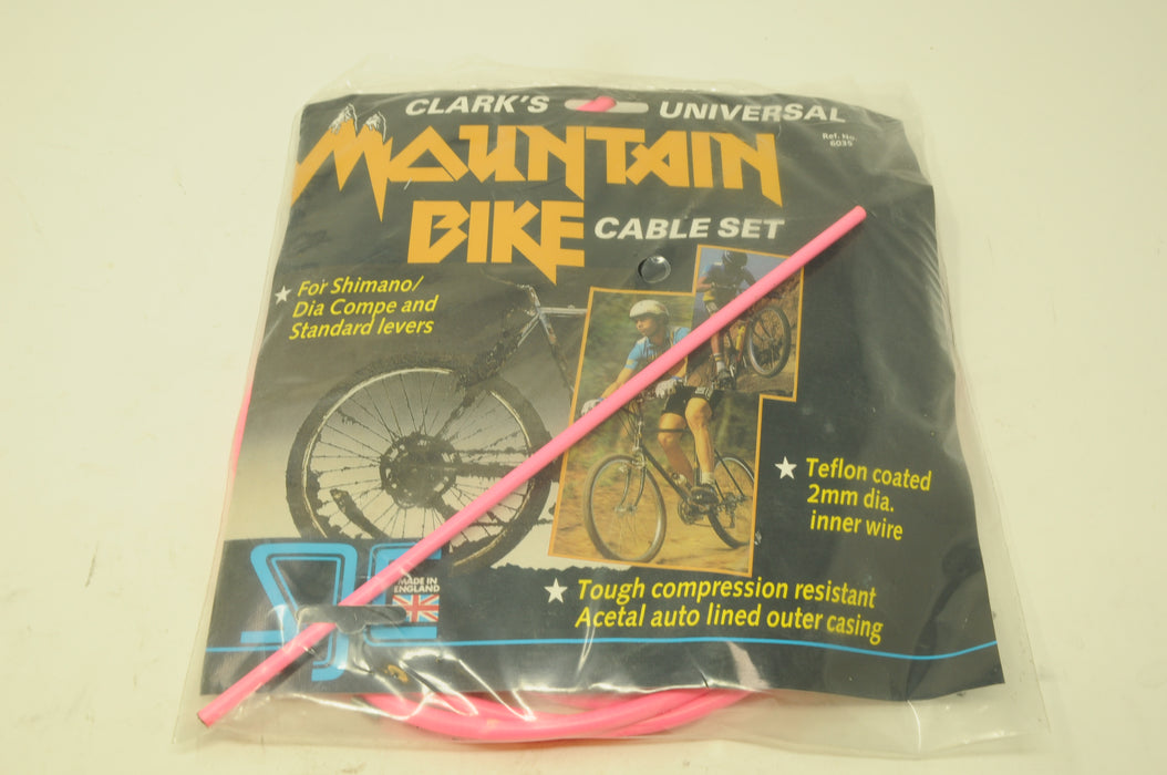 CLARKS MTB PINK MOUNTAIN BIKE CABLE  SET FOR SHIMANO DIA-COMPE LEVERS TEFLON COATED