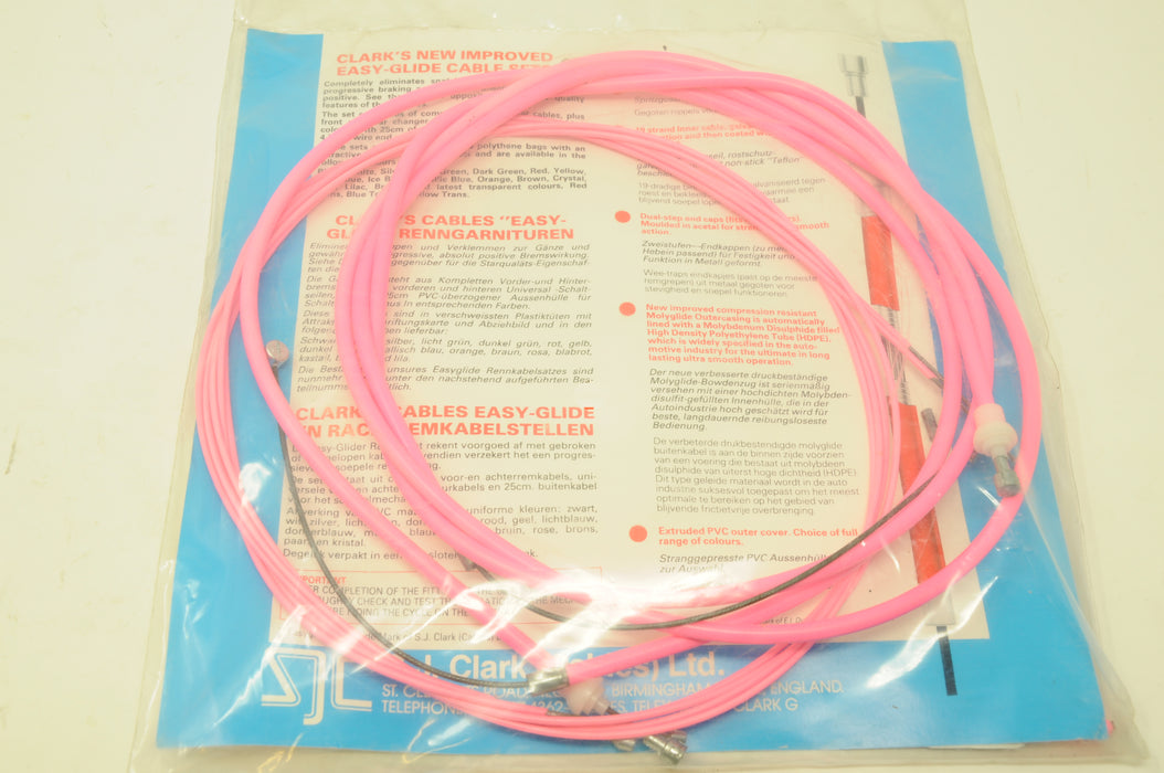PINK CLARKS 60’s 70’s,80’s RACING BIKE "EASY GLIDE" FULL CABLE SET TEFLON COATED EROICA