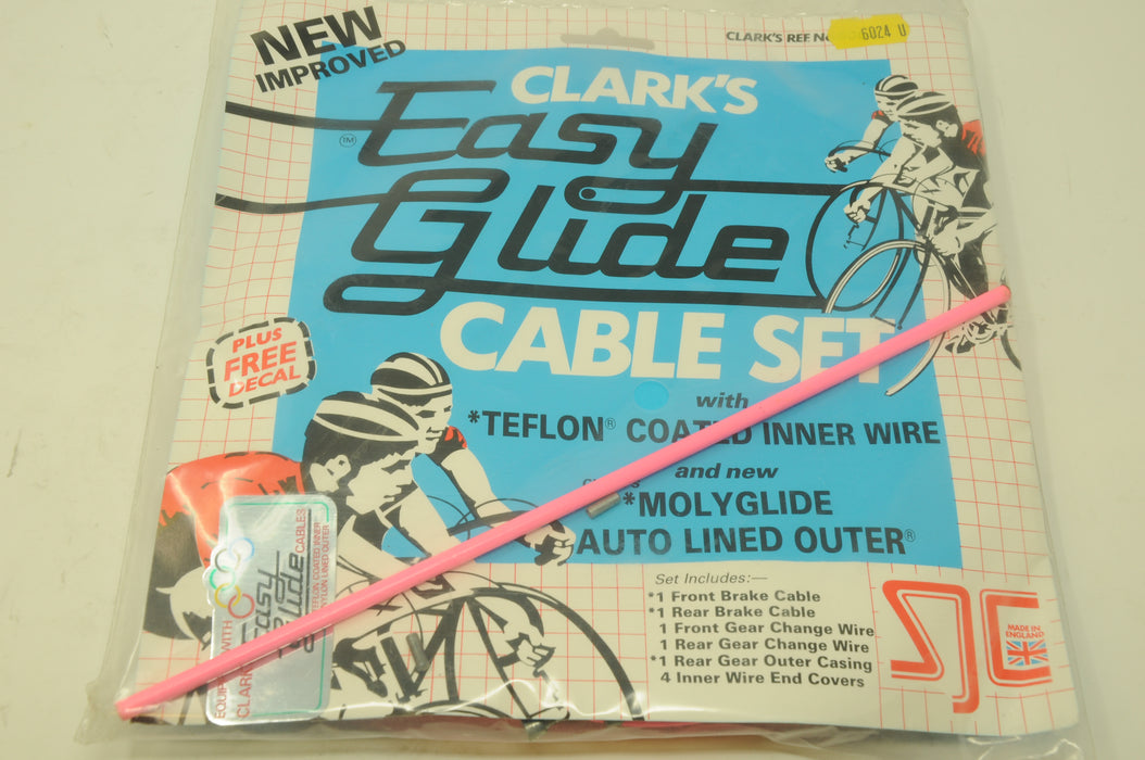 PINK CLARKS 60’s 70’s,80’s RACING BIKE "EASY GLIDE" FULL CABLE SET TEFLON COATED EROICA