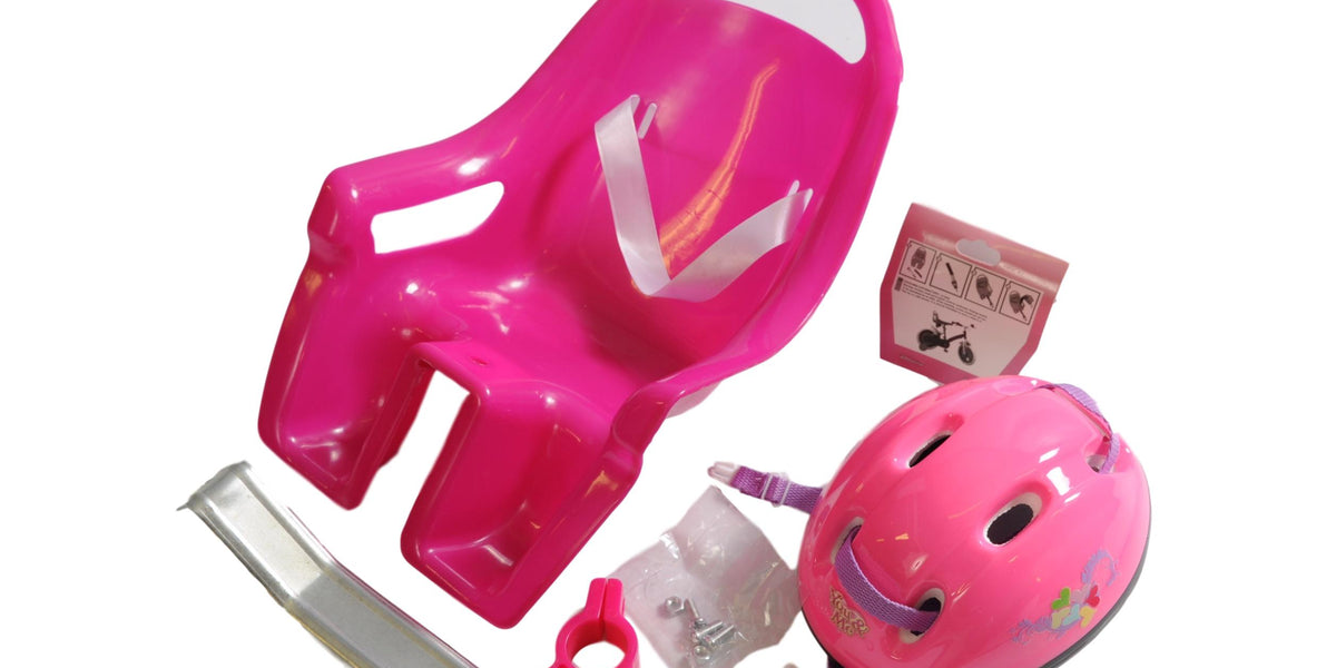 18 doll accessories bike seat & helmet GIRLS BIKE PINK DOLLY SEAT,WITH DOLLS HELMET EXCLUSIVE CHISTMAS PRESENT