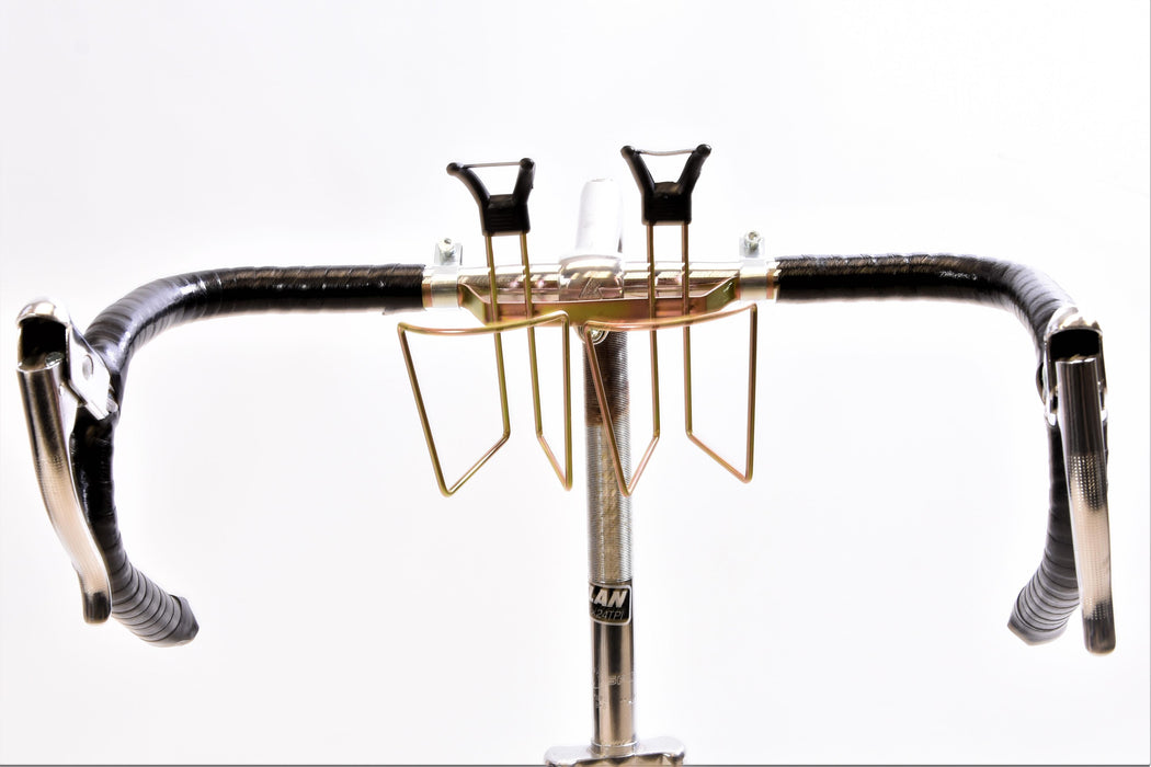 CLASSIC VINTAGE STYLE RACING BIKE HANDLEBAR MOUNT DOUBLE BOTTLE CAGE E
