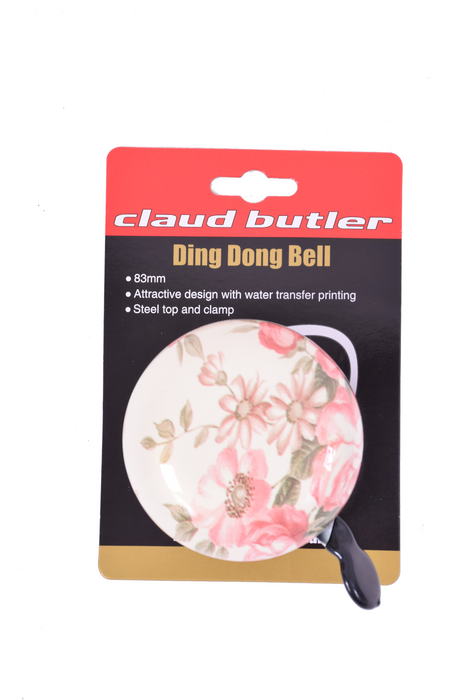 VERY LOUD DING DONG BIKE BELL BIG TRADITIONAL FLOWERS CREAM LADIES OR GENTS VINTAGE STYLE