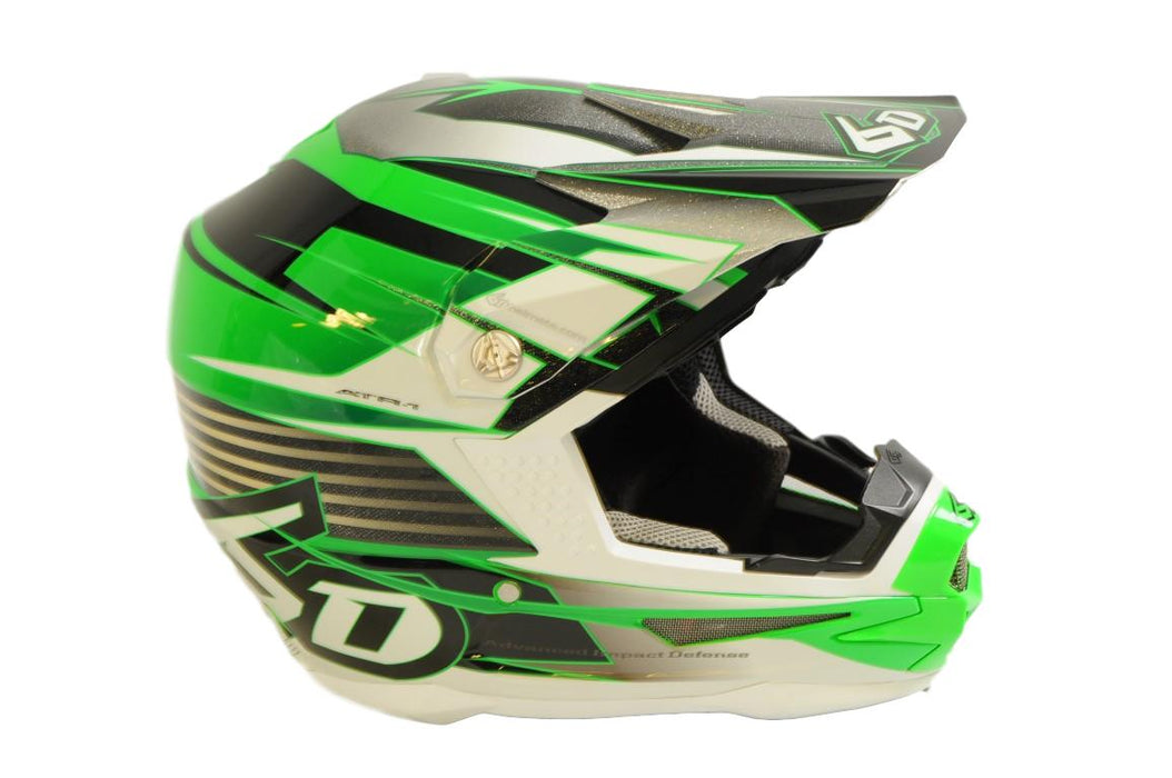 6D ATR-1 Rush Moto-X - Motocross Helmet - XL – Green, Black & White