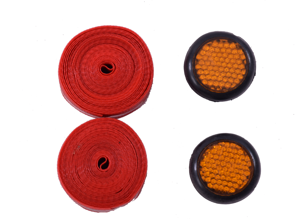 GENUINE 1980’s RACING BIKE RED EMBOSSED PLASTIC HANDLEBAR TAPE WITH REFLECTOR END PLUGS EROICA NOS