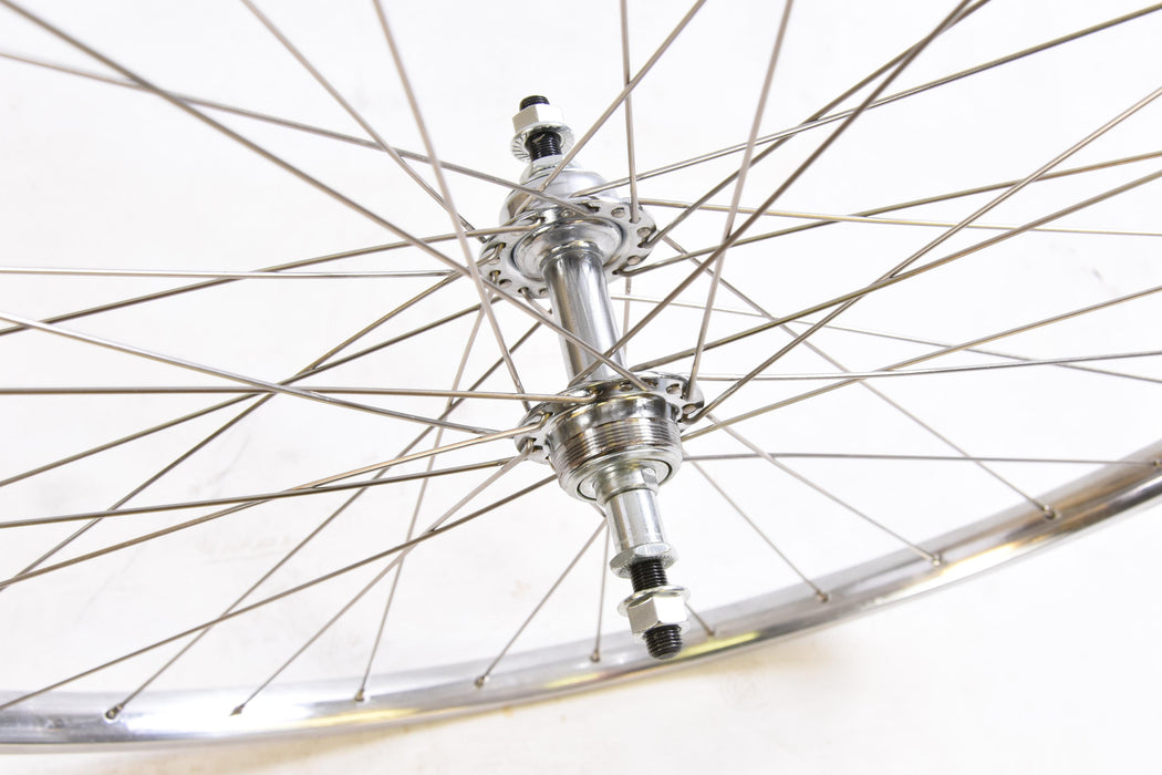 60’s,70’s,80’s Racer Bike 27 X 1 1-4” Alloy Chrome Look Narrow Hub Multi-speed Wheel Set