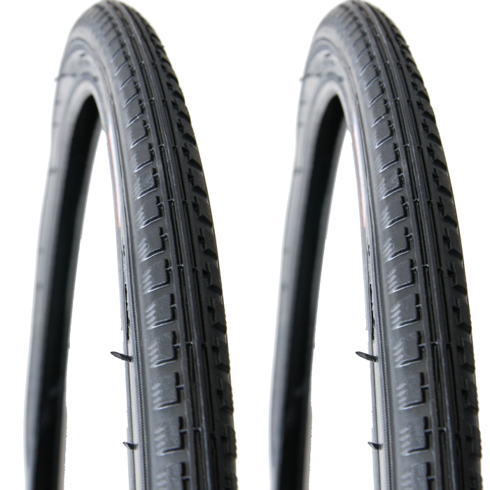 Pair (2) 26" x 1-3-8" 3mm Anti-Puncture Black Semi Slick Roadster Tyres