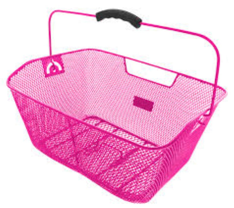 Pink Bicycle Wire Mesh Basket Fits On To Front Or Rear Carrier Shopping Luggage
