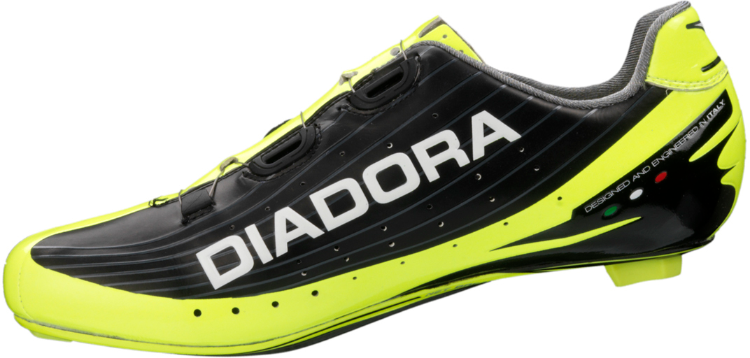 Diadora Vortex Pro SPD-SL Carbon Road Shoes Black, Yellow, White - UK 4- 5, EU 37- 38