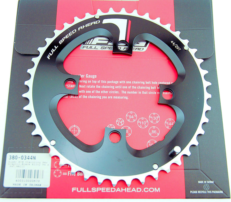 FSA Super MTB 4 BOLT Chainring - 9 Speed 44T 94mm BCD – Black (RRP: £54.99)