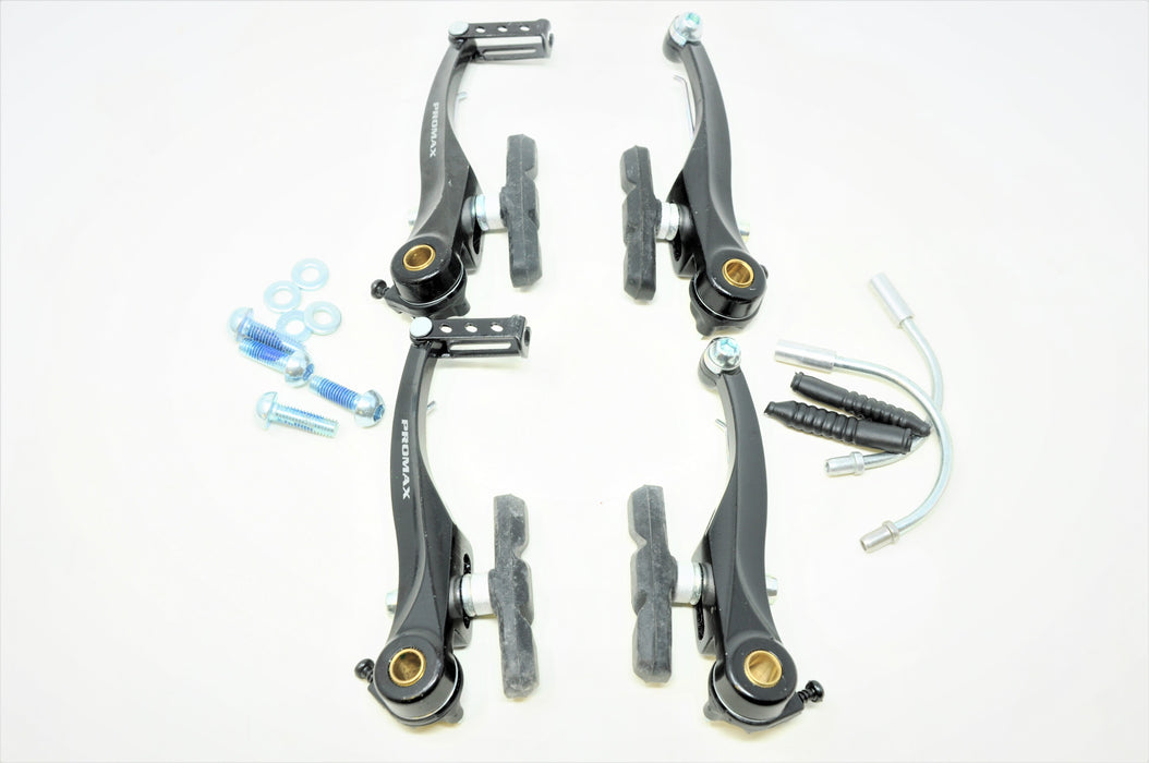 Set Promax Mountain Bike MTB Alloy V Brakes 110mm Long Arms Linear Pul