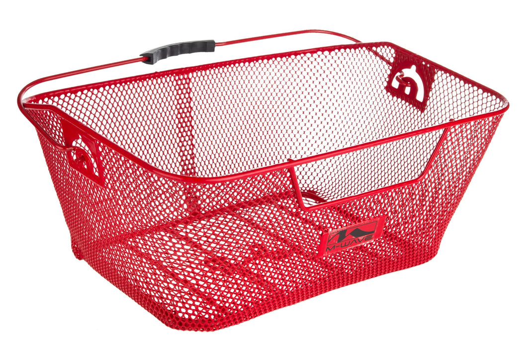 Red Bicycle Wire Mesh Basket Fits On To Front Or Rear Carrier Shopping Luggage