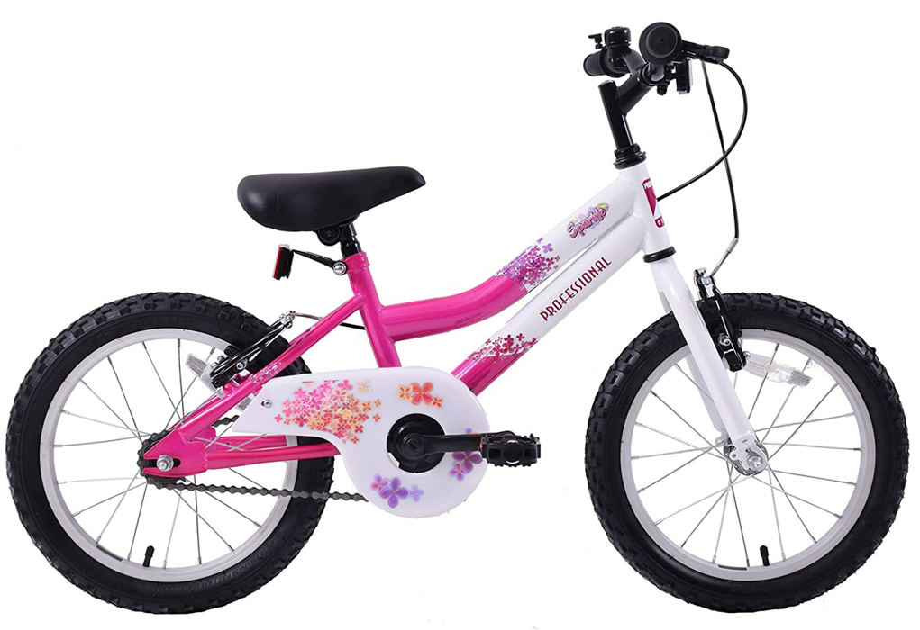Professional Sparkle 16" Wheel Kids Single Speed Mountain Bike White Pink Age 5+