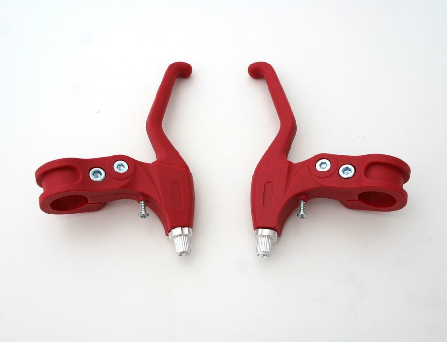 Pair 22.2mm Red Ergonomic V-Brake Levers For Kids Bike / Bicycle