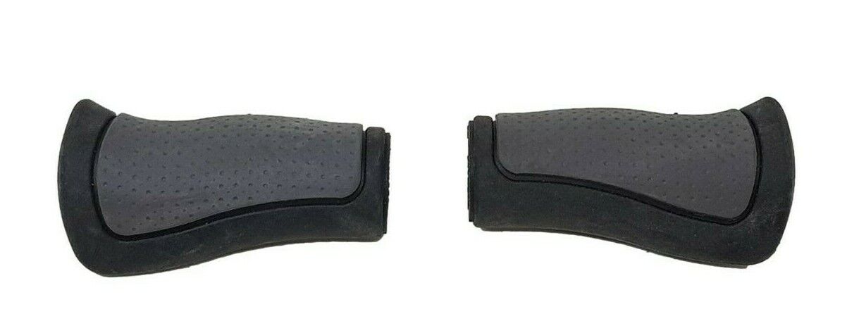 Pair Of 90mm Ergonomic Gripshift Handlebar Grips, Black & Grey, Twistgrip Grips