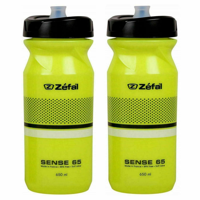 Zefal Sense 65 Yellow Hi Vis Soft 650ml Sports Water Bottle - Pack Of 2