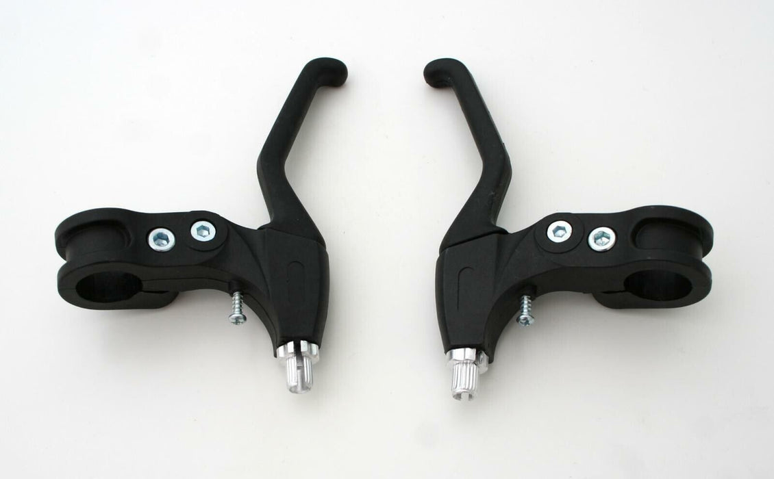 Pair 22.2mm Black Ergonomic V-Brake Levers For Kids Bike / Bicycle