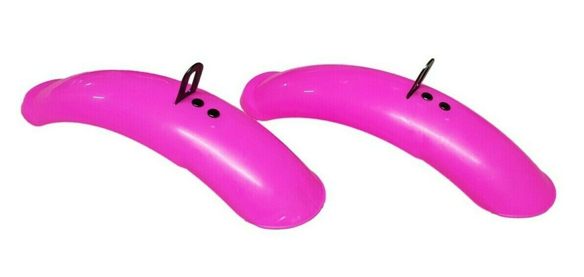 Pair Of Pink Shortie Childrens Mudguards Kids 12" 14" 16" Bike 60 x 240mm Easy Fit