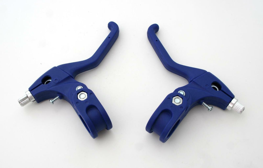 Pair 22.2mm Blue Ergonomic V-Brake Levers For Kids Bike / Bicycle