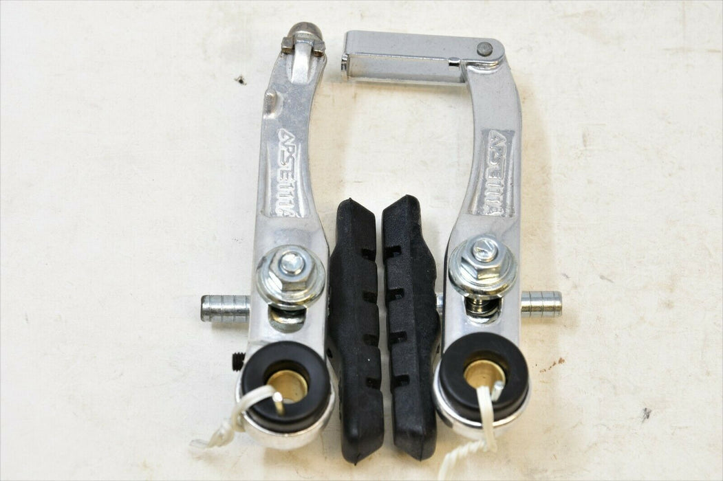 SET OF APSE 111A EARLY MTB BIKE ALLOY V BRAKE ARMS WITH LONG 70MM PADS 1990'S