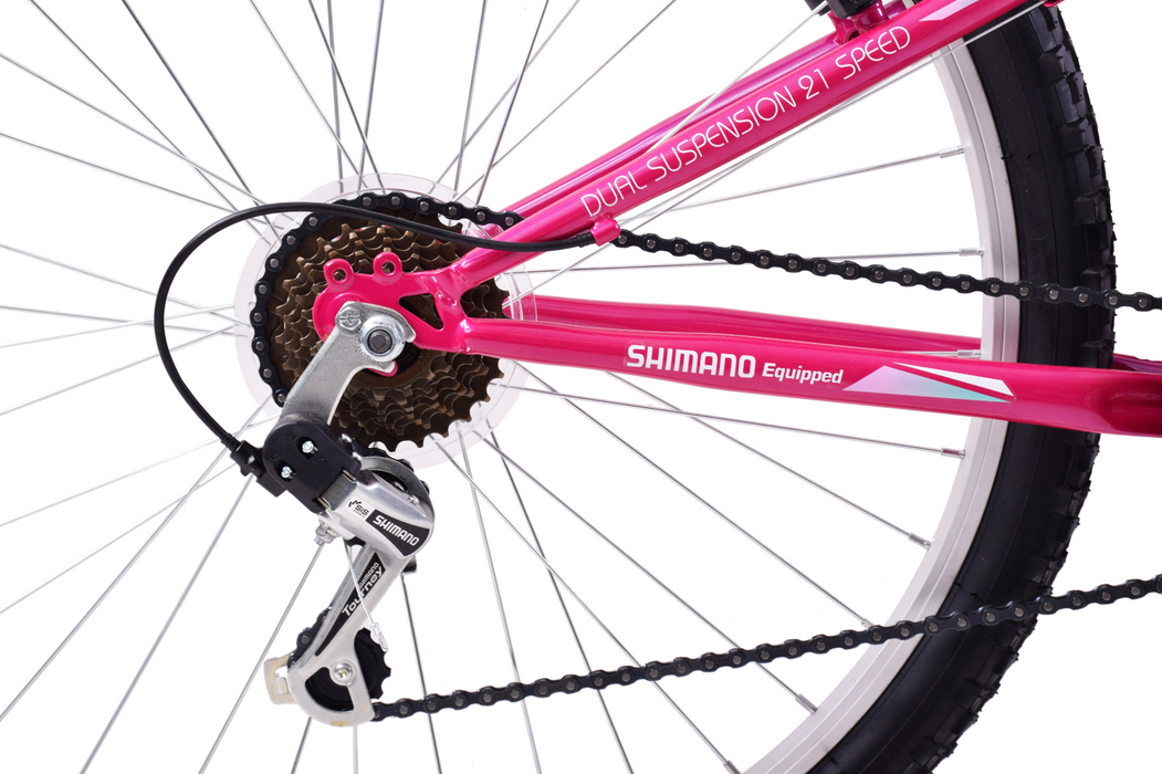 Arden Blush 24" Full Suspension Girls Pink Mountain Bike Childrens Bicycle