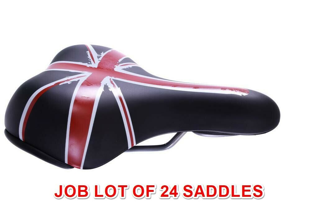 Wholesale Job Lot Of 24 Adult Mountain Bike Saddles Union Jack Seats Black New