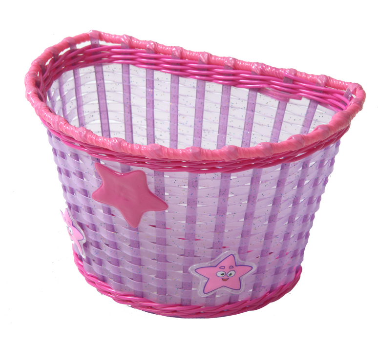 Child's - Kids Pink Glitter Stars Front Shopping Bike - Bicycle Basket