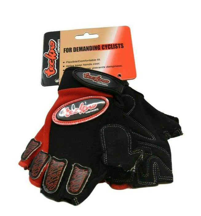 Teckno Comfort Black And Red BMX MTB Cycling Mitts- Choose Size
