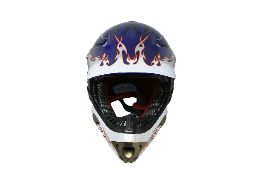 Full Face Downhill Motocross Fibreglass Bike Helmet B.e. Dragon 55-56cm Blue