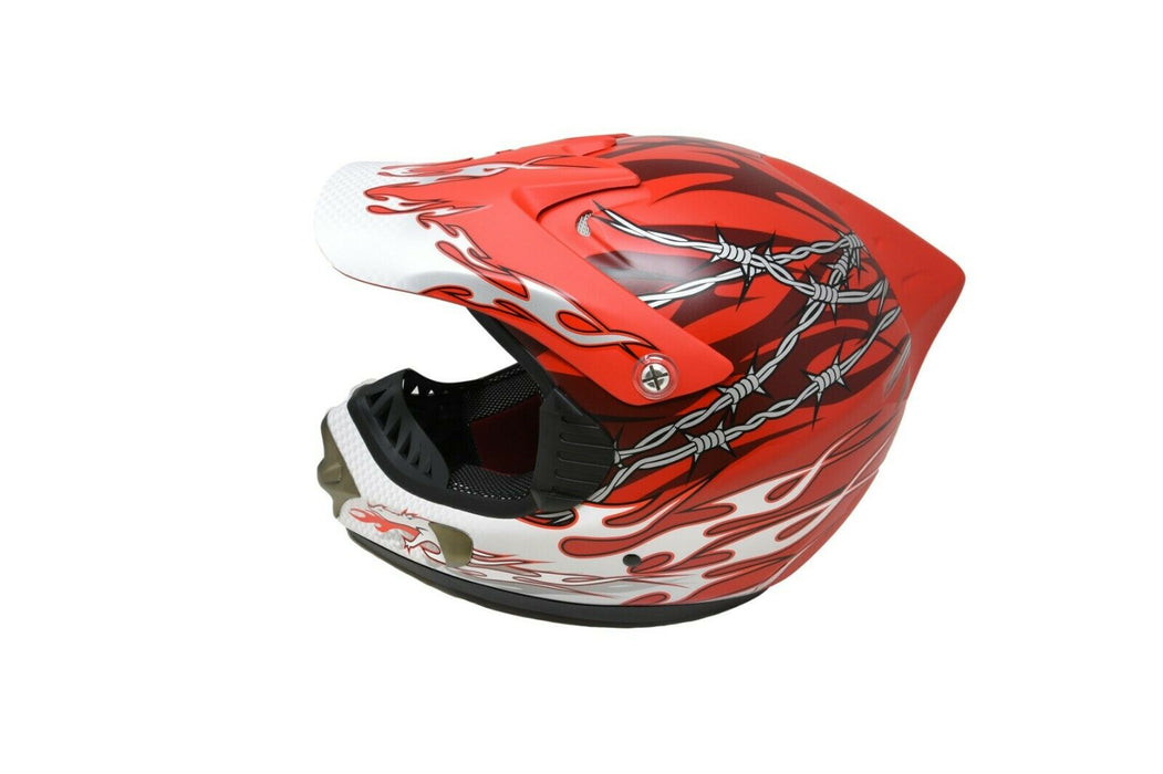 Full Face Downhill Motocross Fibreglass Bike Helmet B.e. Dragon 55-56cm Red