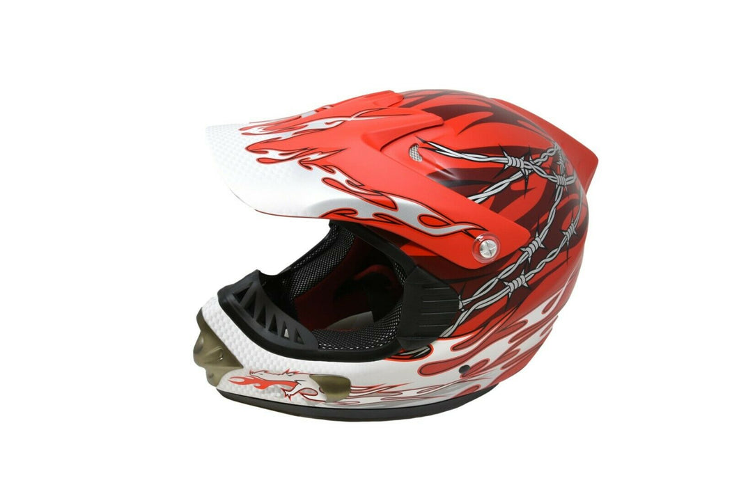 Full Face Downhill Motocross Fibreglass Bike Helmet B.e. Dragon 55-56cm Red