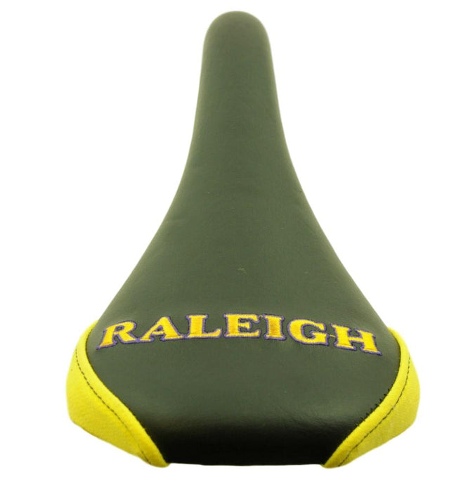 RALEIGH EMBROIDERED SADDLE FOR MOUNTAIN BIKE ,FIXIE,ANY BIKE BLACK & YELLOW NOS