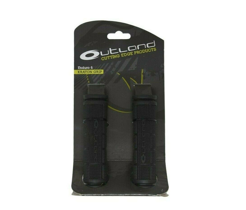 Outland Enduro 6 Kraton Soft Bicycle Handlebar Grips With End Plugs - All Black