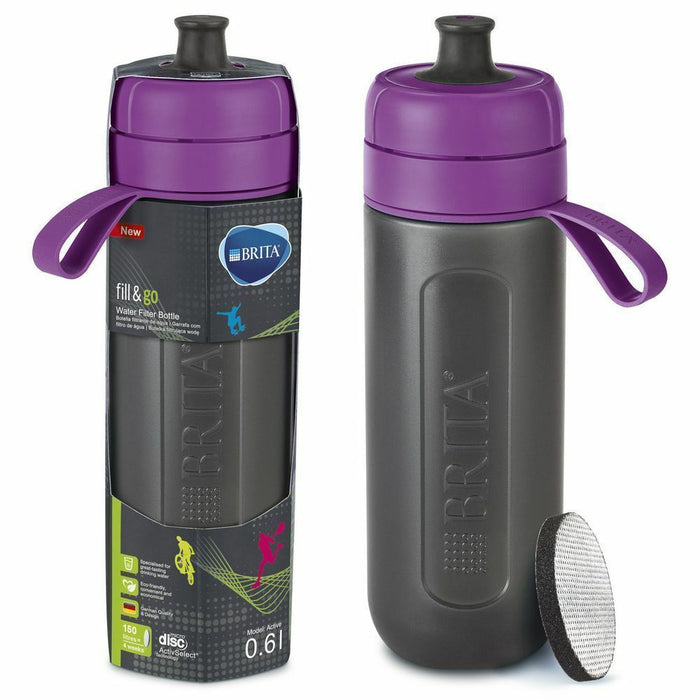 BRITA Fill And Go Active Sports Water Drinks Bottle Disc Filter 600ml BPA Free