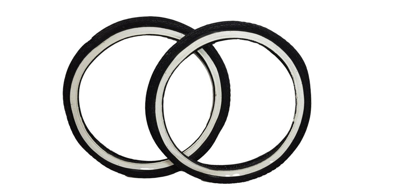 DURO 20 X 1.75 Whitewall Bicycle Tires – Semi-Slick Tread With Tubes, 4-Pack