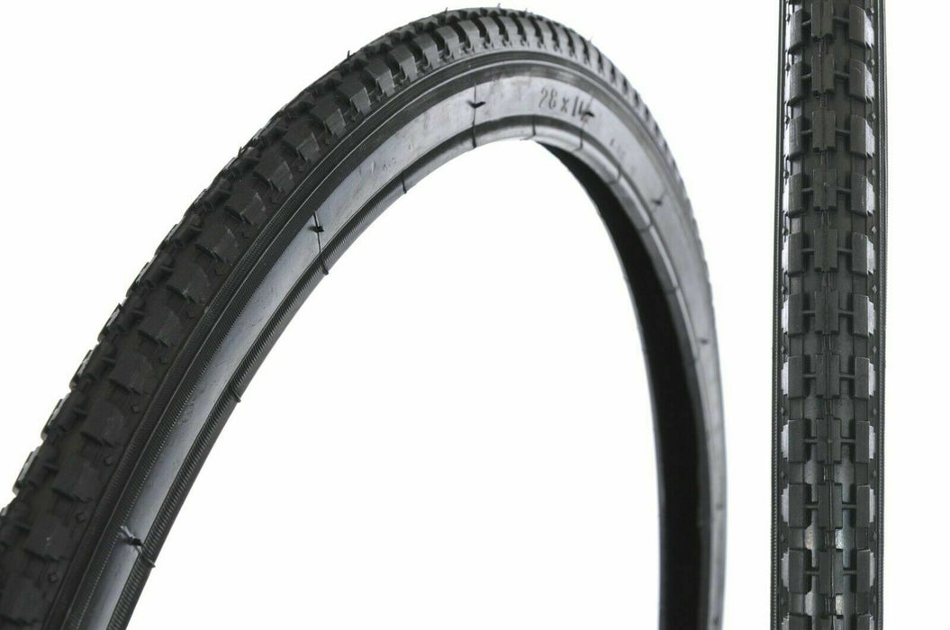 28 x 1 1/2 (40-635) Tyres With Heavy Roadster Tread For Vintage Bikes Black