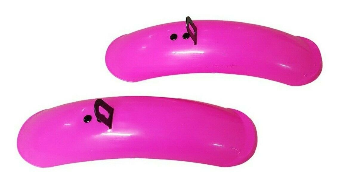 Pair Of Pink Shortie Childrens Mudguards Kids 12" 14" 16" Bike 60 x 240mm Easy Fit