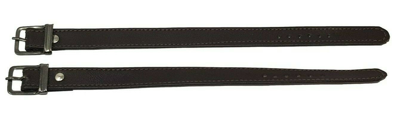 Pair Of Traditional Bike Wicker Basket Leather Straps 8.5" Brown 9" & 12" Black