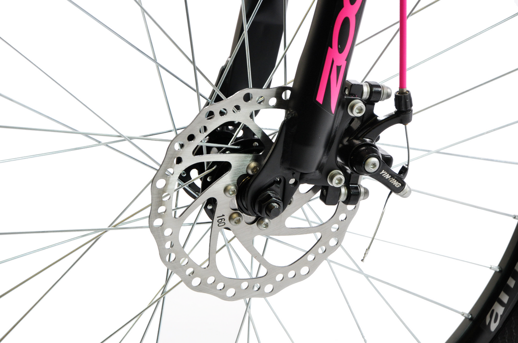 Ammaco Montana 24 Inch Wheel Girls Mountain Bike Disc Brakes Grey/Pink Age 8+