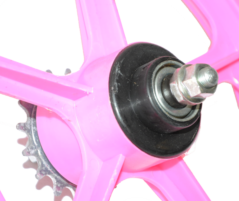 12" Pink Rear Mag Wheel & Solid White Tyre Plastic Scooters Kids Bikes Go Kart