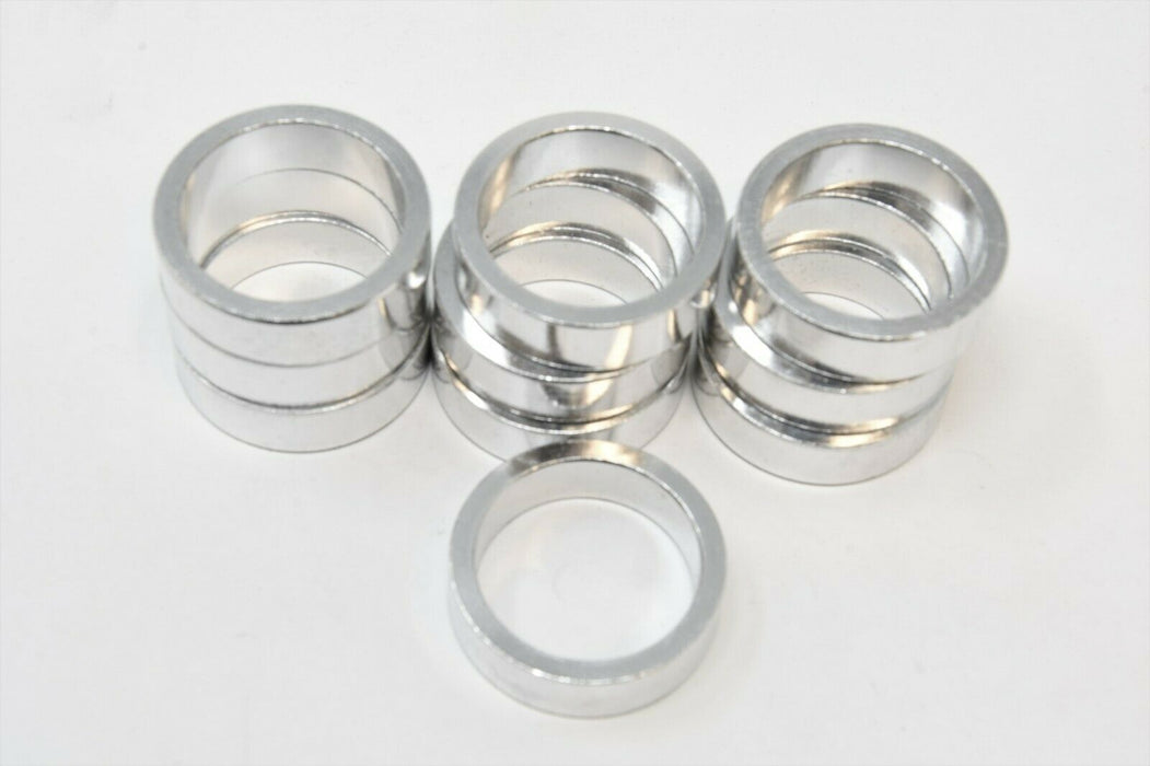10 x AHEAD HEADSET SPACERS 1 1/8" 28.6mm FORK STEERER 10mm ALLOY WASHERS SILVER