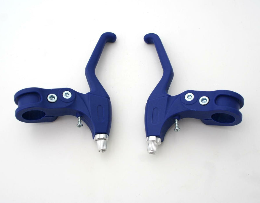 Pair 22.2mm Blue Ergonomic V-Brake Levers For Kids Bike / Bicycle