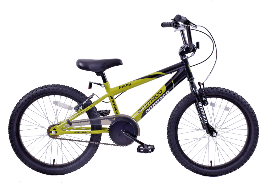 Ammaco Rocky 18" Wheel BMX Kids Boys Childs Green & Black Bicycle Bike Age 6+
